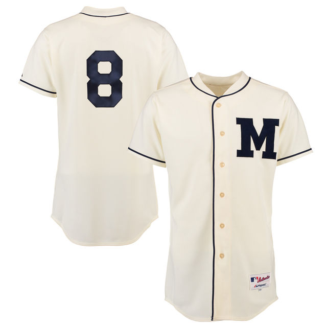 Milwaukee Brewers Ryan Braun #8 Tan Authentic Turn Back the Clock Jersey Milwaukee Brewers Ryan Braun #8 Tan Authentic Turn Back the Clock Jersey