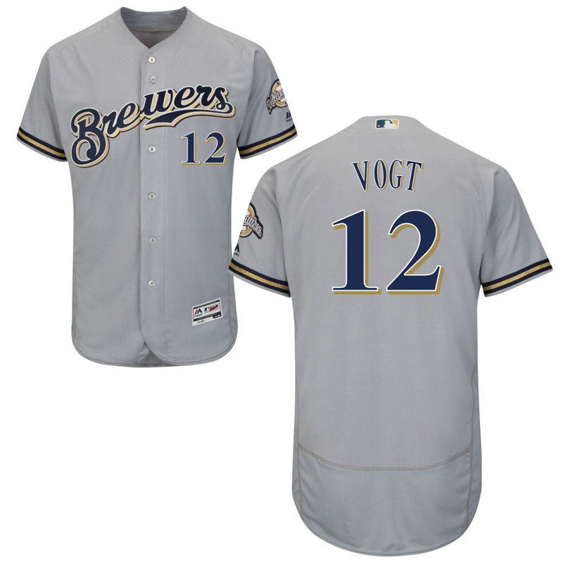 Milwaukee Brewers Stephen Vogt #12 Grey Road Flex Base Jersey Milwaukee Brewers Stephen Vogt #12 Grey Road Flex Base Jersey