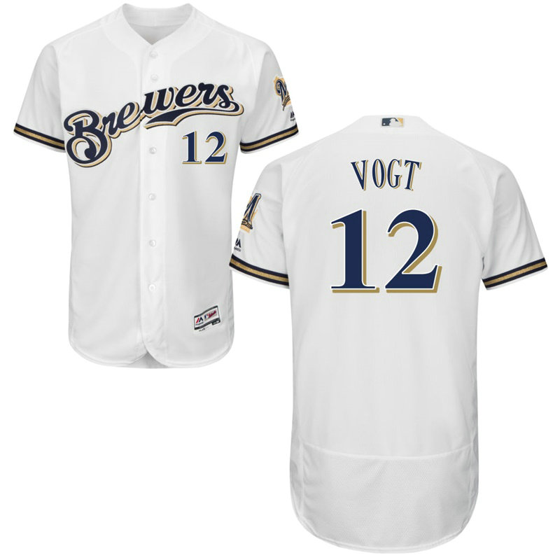 Milwaukee Brewers Stephen Vogt #12 White Home Flex Base Jersey Milwaukee Brewers Stephen Vogt #12 White Home Flex Base Jersey