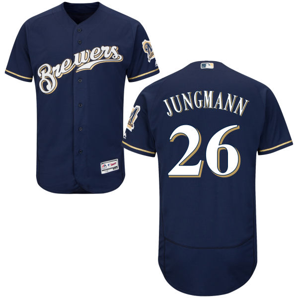Milwaukee Brewers Taylor Jungmann #26 Navy Authentic Collection Flexbase Jersey Milwaukee Brewers Taylor Jungmann #26 Navy Authentic Collection Flexbase Jersey