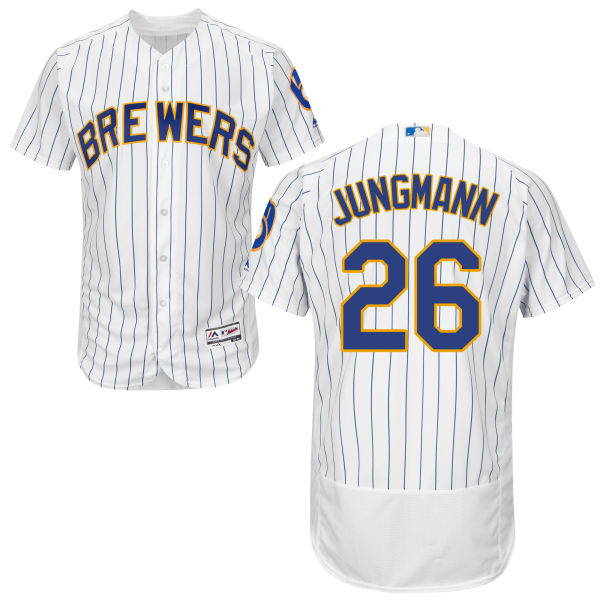 Milwaukee Brewers Taylor Jungmann #26 White/Royal Authentic Collection Flexbase Jersey