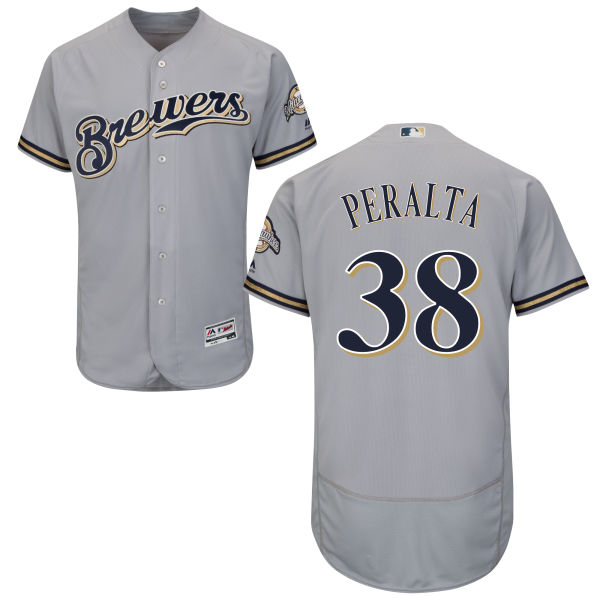 Milwaukee Brewers Wily Peralta #38 Grey Authentic Collection Flexbase Jersey