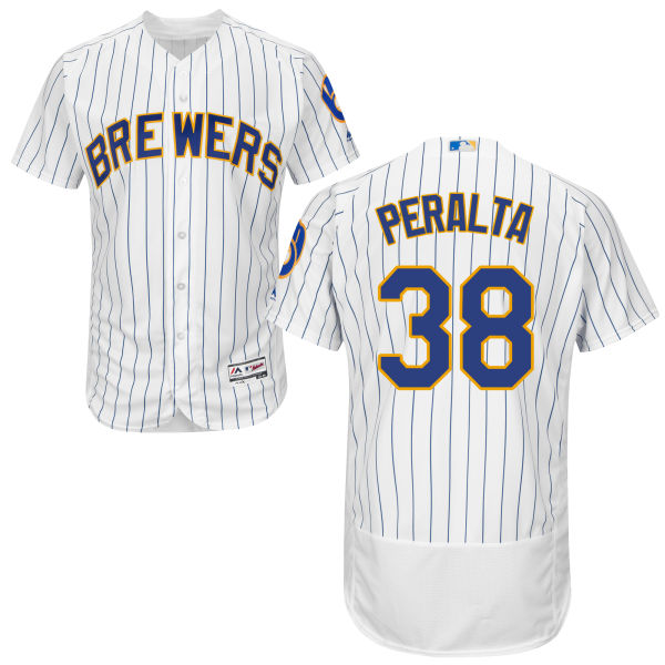 Milwaukee Brewers Wily Peralta #38 White/Royal Authentic Collection Flexbase Jersey