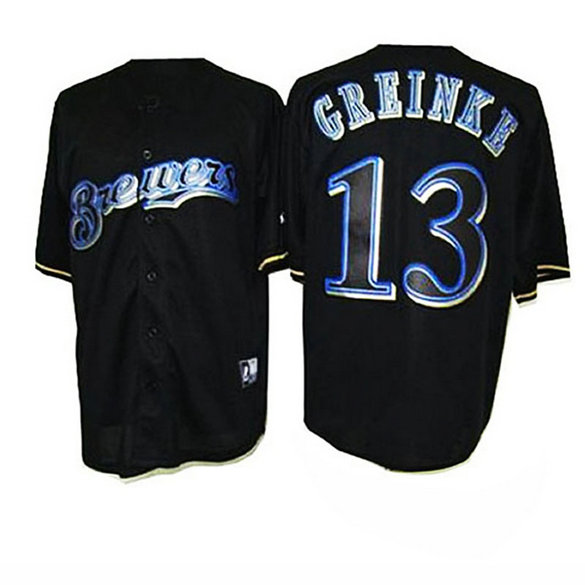 Milwaukee Brewers #13 Zack Greinke Black Fashion Jersey Milwaukee Brewers #13 Zack Greinke Black Fashion Jersey
