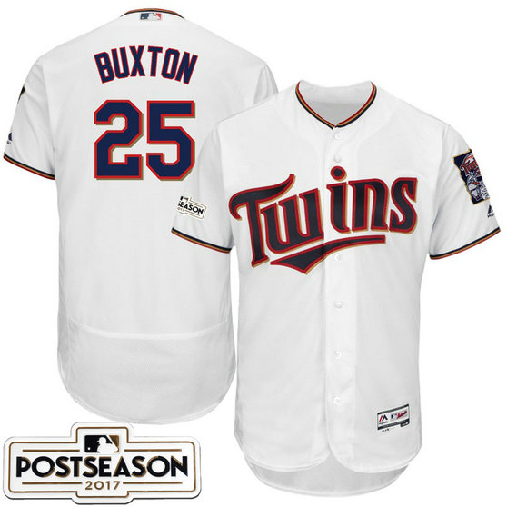 Minnesota Twins Byron Buxton #25 White 2017 Postseason Patch Flex Base Jersey