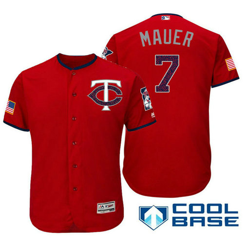 Minnesota Twins #7 Joe Mauer Red Stars & Stripes 2016 Independence Day Cool Base Jersey Minnesota Twins #7 Joe Mauer Red Stars & Stripes 2016 Independence Day Cool Base Jersey