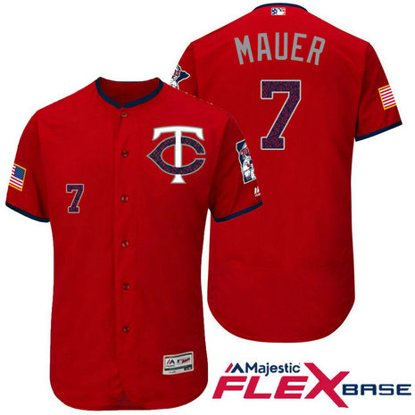 Minnesota Twins #7 Joe Mauer Red Stars & Stripes 2016 Independence Day Flex Base Jersey Minnesota Twins #7 Joe Mauer Red Stars & Stripes 2016 Independence Day Flex Base Jersey
