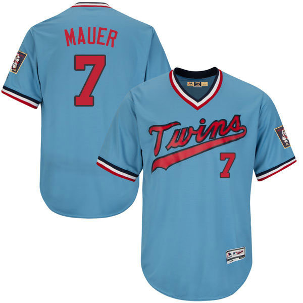 Minnesota Twins #7 Joe Mauer Light Blue Throwback Flexbase Authentic Collection Jersey Minnesota Twins #7 Joe Mauer Light Blue Throwback Flexbase Authentic Collection Jersey