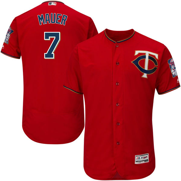 Minnesota Twins #7 Joe Mauer Scarlet Flexbase Authentic Collection Jersey Minnesota Twins #7 Joe Mauer Scarlet Flexbase Authentic Collection Jersey