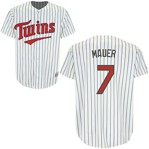 Minnesota Twins #7 Joe Mauer White Blue Strip Home Jersey Minnesota Twins #7 Joe Mauer White Blue Strip Home Jersey