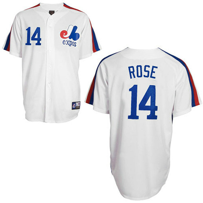 Montreal Expos #14 Pete Rose White Jersey Montreal Expos #14 Pete Rose White Jersey