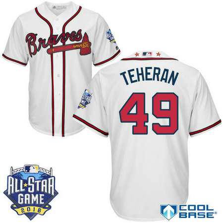 Atlanta Braves #49 Julio Teheran White 2016 All Star Game Patch Cool Base Jersey