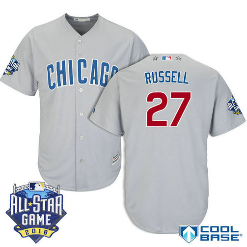 Chicago Cubs #27 Addison Russell Grey 2016 All Star Game Patch Cool Base Jersey Chicago Cubs #27 Addison Russell Grey 2016 All Star Game Patch Cool Base Jersey