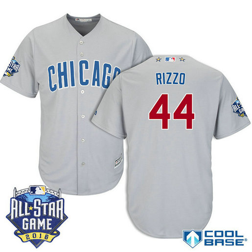 Chicago Cubs #44 Anthony Rizzo Grey 2016 All Star Game Patch Cool Base Jersey