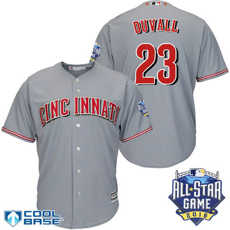 Cincinnati Reds #23 Adam Duvall Grey 2016 All Star Game Patch Cool Base Jersey