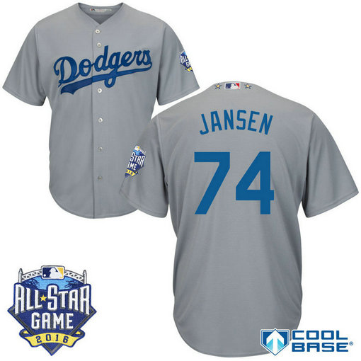 Los Angeles Dodgers #74 Kenley Jansen Grey 2016 All Star Game Patch Cool Base Jersey