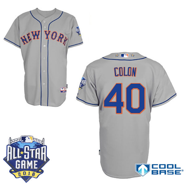 New York Mets #40 Bartolo Colon Grey 2016All Star Game Patch Cool Base Jersey New York Mets #40 Bartolo Colon Grey 2016All Star Game Patch Cool Base Jersey