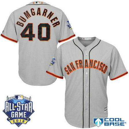 San Francisco Giants #40 Madison Bumgarner Grey 2016All Star Game Patch Cool Base Jersey San Francisco Giants #40 Madison Bumgarner Grey 2016All Star Game Patch Cool Base Jersey