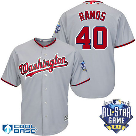 Washington Nationals #40 Wilson Ramos Grey 2016All Star Game Patch Cool Base Jersey Washington Nationals #40 Wilson Ramos Grey 2016All Star Game Patch Cool Base Jersey