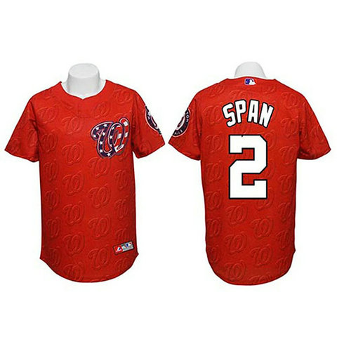 Washington Nationals #2 Denard Span Authentic Watermark Fashion Red Jersey