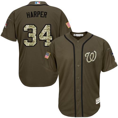 Washington Nationals #34 Bryce Harper Olive Camo Jersey Washington Nationals #34 Bryce Harper Olive Camo Jersey