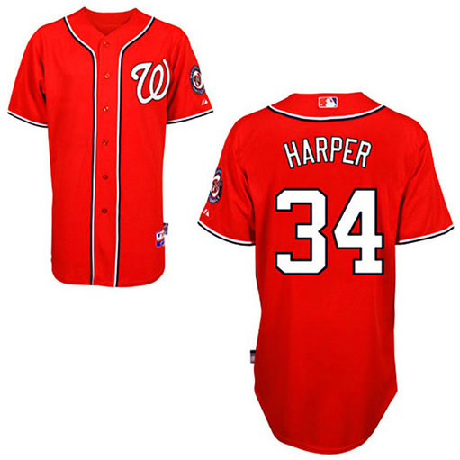Washington Nationals #34 Bryce Harper Red 2011 Alternate 1 Cool Base Jersey Washington Nationals #34 Bryce Harper Red 2011 Alternate 1 Cool Base Jersey