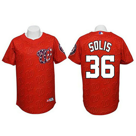Washington Nationals #36 Sammy Solis Authentic Watermark Fashion Red Jersey Washington Nationals #36 Sammy Solis Authentic Watermark Fashion Red Jersey