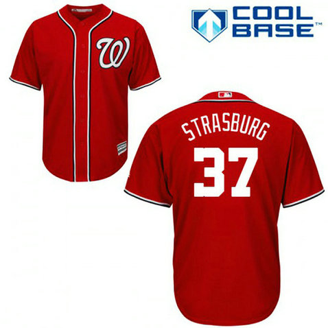 Washington Nationals #37 Stephen Strasburg Authentic Cool Base Red Jersey Washington Nationals #37 Stephen Strasburg Authentic Cool Base Red Jersey