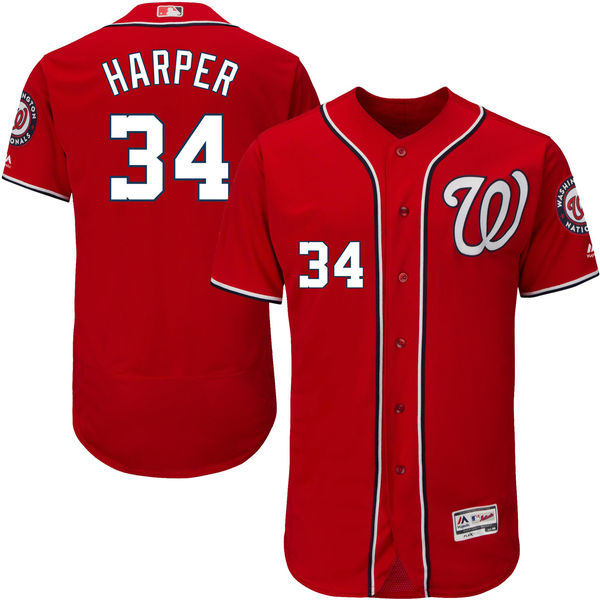Washington Nationals #34 Bryce Harper Scarlet Flexbase Authentic Collection Jersey Washington Nationals #34 Bryce Harper Scarlet Flexbase Authentic Collection Jersey