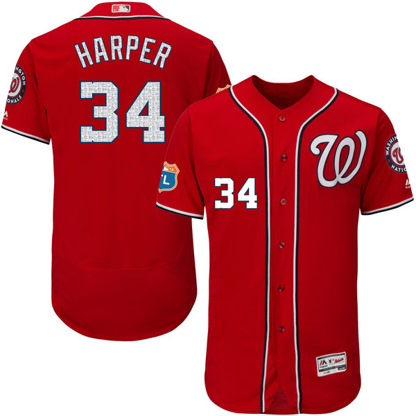 Washington Nationals #34 Bryce Harper Scarlet Authentic Collection On-Field Spring Training Player Jersey Washington Nationals #34 Bryce Harper Scarlet Authentic Collection On-Field Spring Training Player Jersey