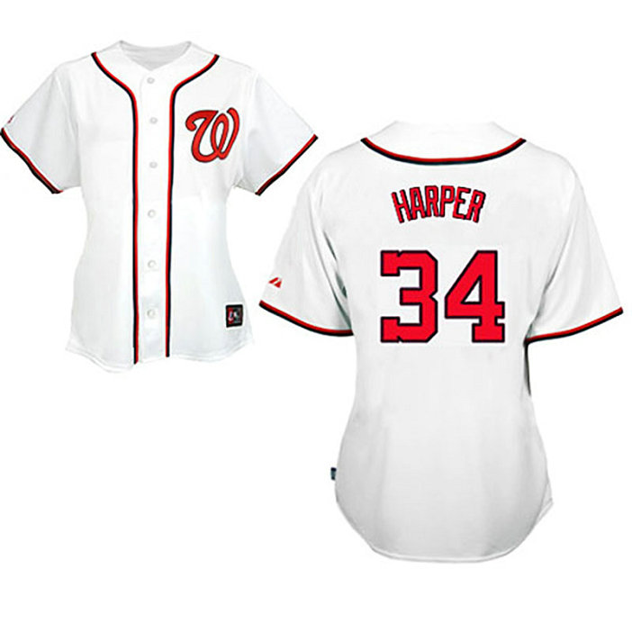 Women - Washington Nationals #34 Bryce Harper White Fashion Jersey
