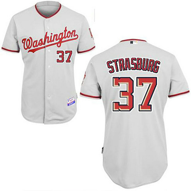 Washington Nationals #37 Stephen Strasburg Grey Away Jersey