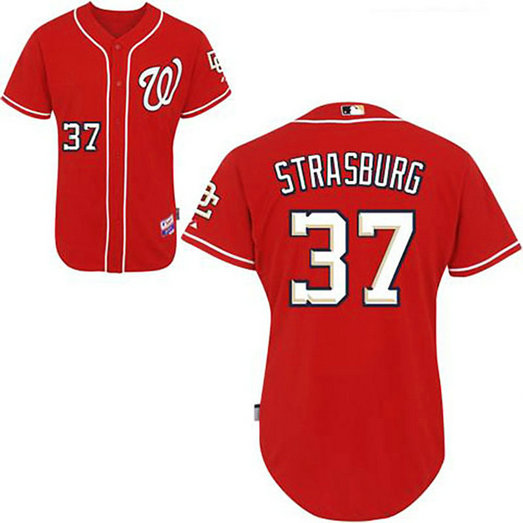 Washington Nationals #37 Stephen Strasburg Red Alternate Jersey Washington Nationals #37 Stephen Strasburg Red Alternate Jersey