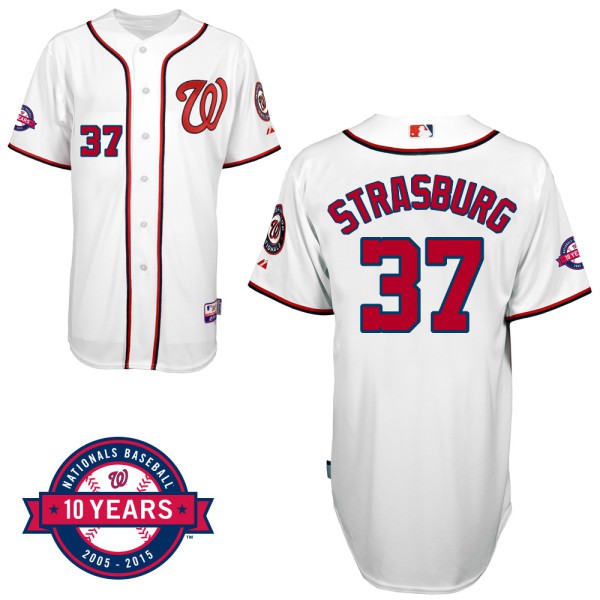 Washington Nationals #37 Stephen Strasburg White Home 10th Anniversary Authentic Cool Base Jersey Washington Nationals #37 Stephen Strasburg White Home 10th Anniversary Authentic Cool Base Jersey