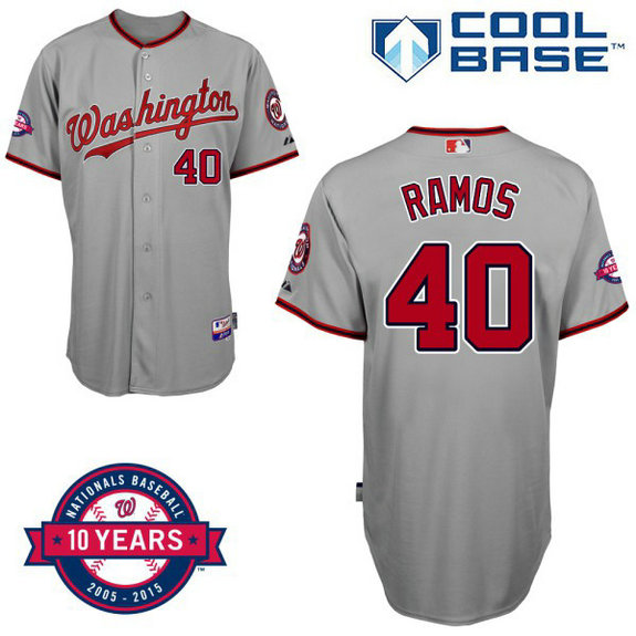 Washington Nationals #40 Wilson Ramos Grey Road 10th Anniversary Authentic Cool Base Jersey Washington Nationals #40 Wilson Ramos Grey Road 10th Anniversary Authentic Cool Base Jersey