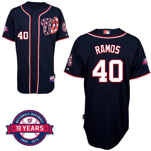Washington Nationals #40 Wilson Ramos Navy Blue Alternate 10th Anniversary Authentic Cool Base Jersey Washington Nationals #40 Wilson Ramos Navy Blue Alternate 10th Anniversary Authentic Cool Base Jersey