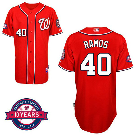 Washington Nationals #40 Wilson Ramos Red Alternate 10th Anniversary Authentic Cool Base Jersey Washington Nationals #40 Wilson Ramos Red Alternate 10th Anniversary Authentic Cool Base Jersey