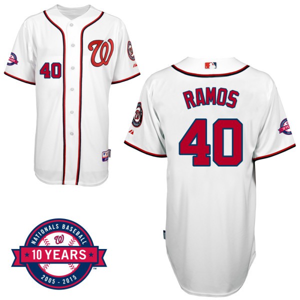 Washington Nationals #40 Wilson Ramos White Home 10th Anniversary Authentic Cool Base Jersey Washington Nationals #40 Wilson Ramos White Home 10th Anniversary Authentic Cool Base Jersey