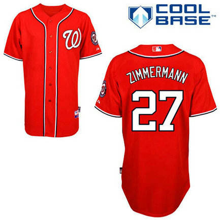 Washington Nationals #27 Jordan Zimmermann Authentic Red Alternate Cool Base Jersey Washington Nationals #27 Jordan Zimmermann Authentic Red Alternate Cool Base Jersey