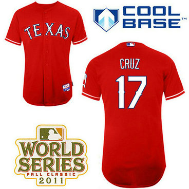 YOUTH Texas Rangers #17 Nelson CruzRed Alternate 1 Cool Base 2011 World Series Patch Jersey YOUTH Texas Rangers #17 Nelson CruzRed Alternate 1 Cool Base 2011 World Series Patch Jersey