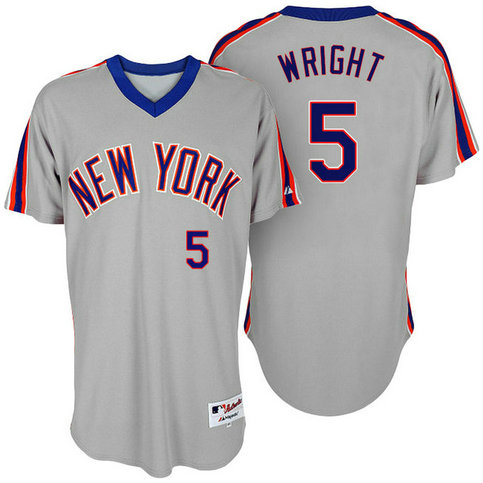 New York Mets David Wright #5 Grey Authentic Turn Back the Clock Jersey
