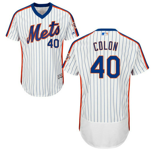 New York Mets Bartolo Colon #40 Alternate White/Royal Authentic Collection Flex Base Jersey New York Mets Bartolo Colon #40 Alternate White/Royal Authentic Collection Flex Base Jersey