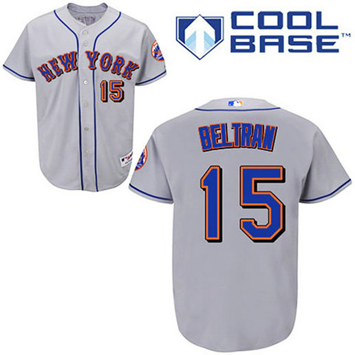 New York Mets #15 Carlos Beltran Grey Away Jersey