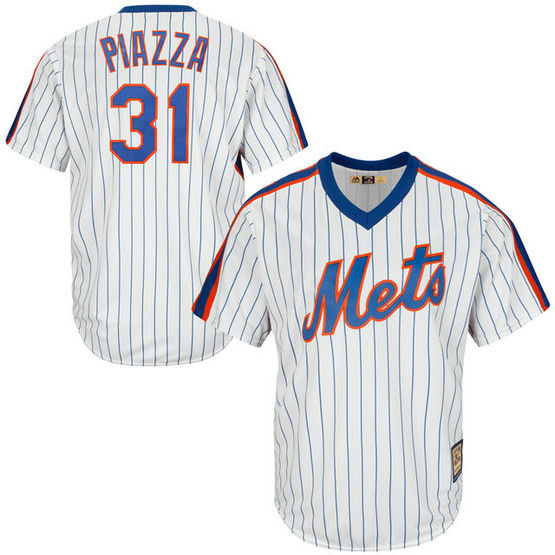 New York Mets Mike Piazza #31 White Cooperstown Cool Base Collection Player Jersey