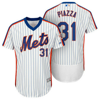 New York Mets #31 Mike Piazza White Alternate Flexbase Authentic Collection Player Jersey