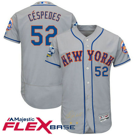 New York Mets Yoenis Cespedes #52 Grey 2016 All-Star Game Signature Flex Base Jersey New York Mets Yoenis Cespedes #52 Grey 2016 All-Star Game Signature Flex Base Jersey