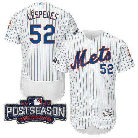New York Mets Yoenis Cespedes #52 White 2016 Postseason Patch Flex Base Jersey New York Mets Yoenis Cespedes #52 White 2016 Postseason Patch Flex Base Jersey
