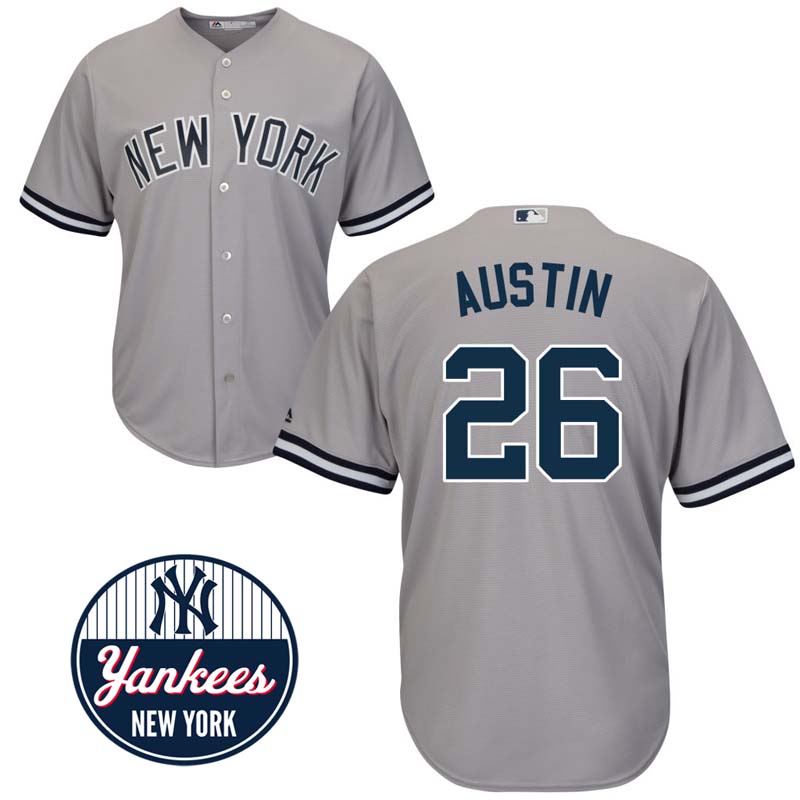 New York Yankees #26 Tyler Austin Road Grey Cool Base Jersey New York Yankees #26 Tyler Austin Road Grey Cool Base Jersey