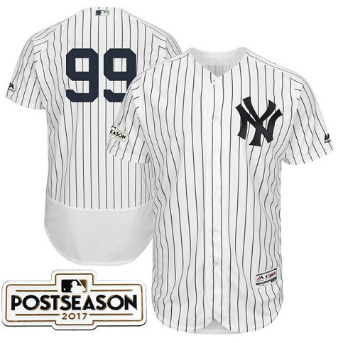 New York Yankees Aaron Judge #99 White 2017 Postseason Patch Flex Base Jersey