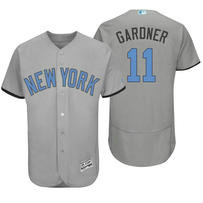 New York Yankees #11 Brett Gardner Grey Fashion 2016 Father's Day Flex Base Jersey